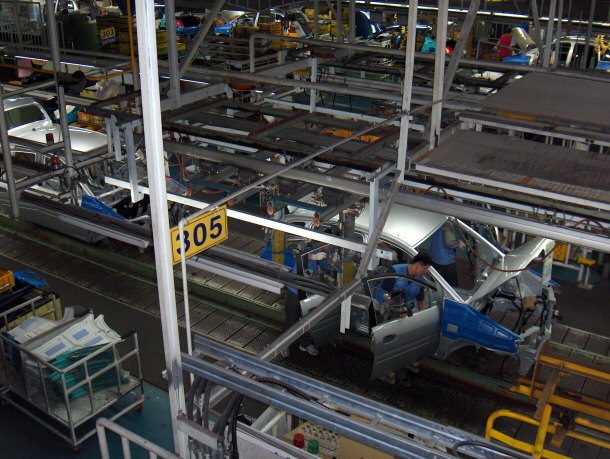 Assembly Line at Hyundai's Factory in Ulsan, South Korea