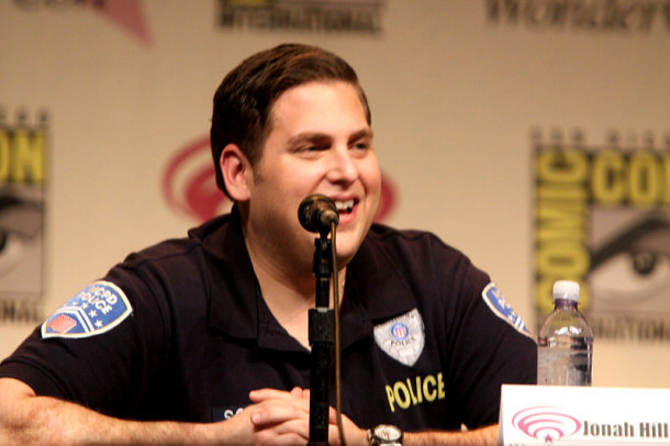 Jonah Hill Wearing His Costume From '21 Jump Street'