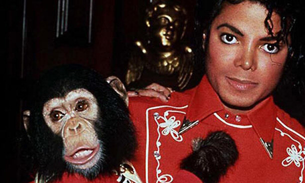 Jackson and His Baby Bubbles the Chimp