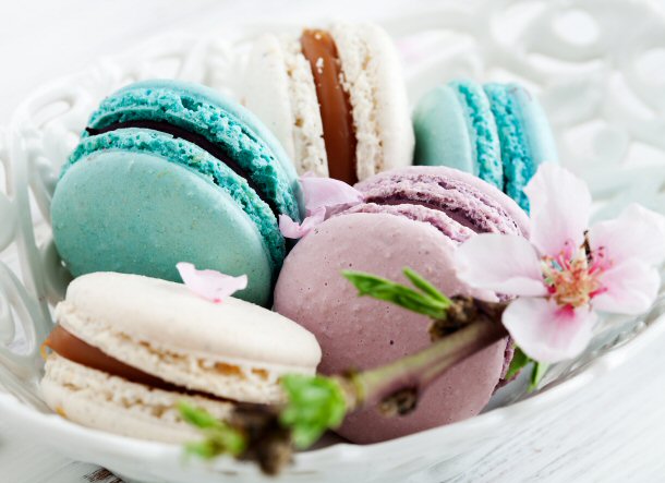 French macaroons are light and usually brightly colored