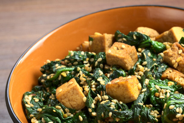 Tofu, Spinach and Sesame Stir Fry