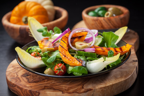 Gourmet Vegetarian grilled pumpkin stripes