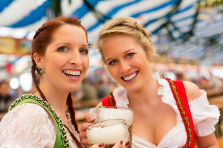 american beer festival girls in bar whench clothes