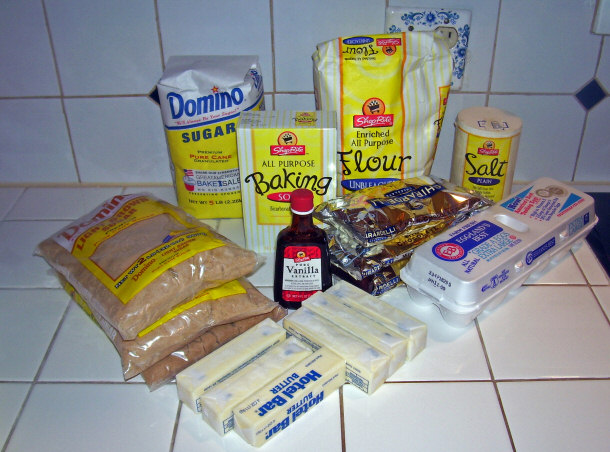 Ingredients Using Premium Chocolate Before Preparation, Mixing and Baking