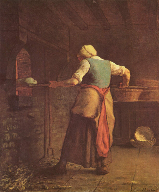 Painting by Jean-Francois Millet Depicting Early Oven Cooking - 1854