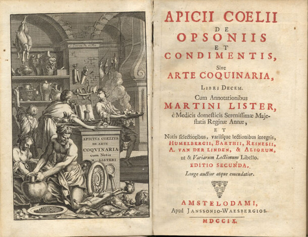 Inside Frontispiece of 2nd Edition of Lister's Apicius or "On the Subject of Cooking"