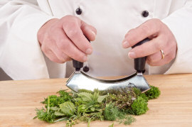 chopping herbs