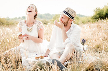 happy couple laughing together