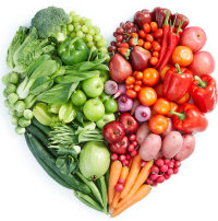 Vegetables arranged in heart