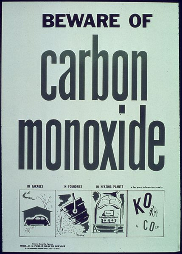 Warning poster for carbon monoxide