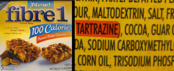 Fibre 1 Bars With Tartrazine Included in the List of Ingredients