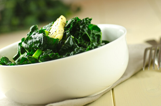 Bowl of Steamed Curly Kale