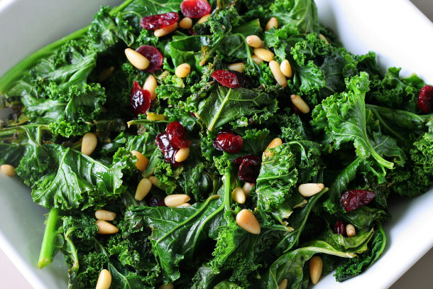 Kale With Pine Nuts and Cranberries