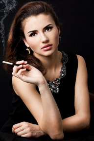 beautiful woman smoking a cigarette
