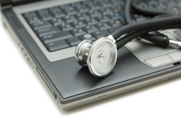 Stethoscope and laptop