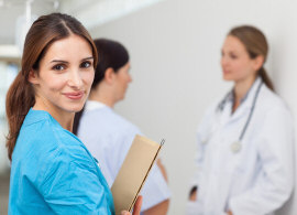 Nurse with patient files