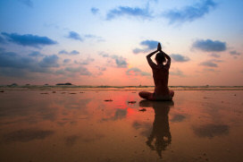 meditation girl with pretty scene