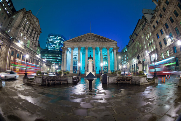 London Stock Exchange wide angle fisheye lens photography