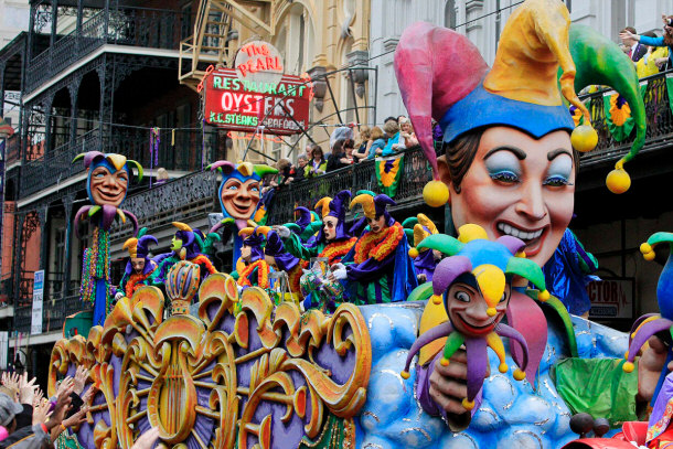 Float Coming Down St. Charles  Avenue in New Orleans