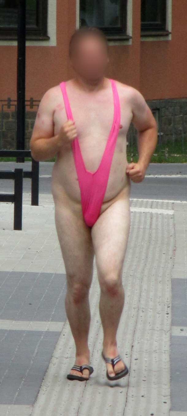 Man in Sweden Dressed in a Mankini at his Own Bachelor Party