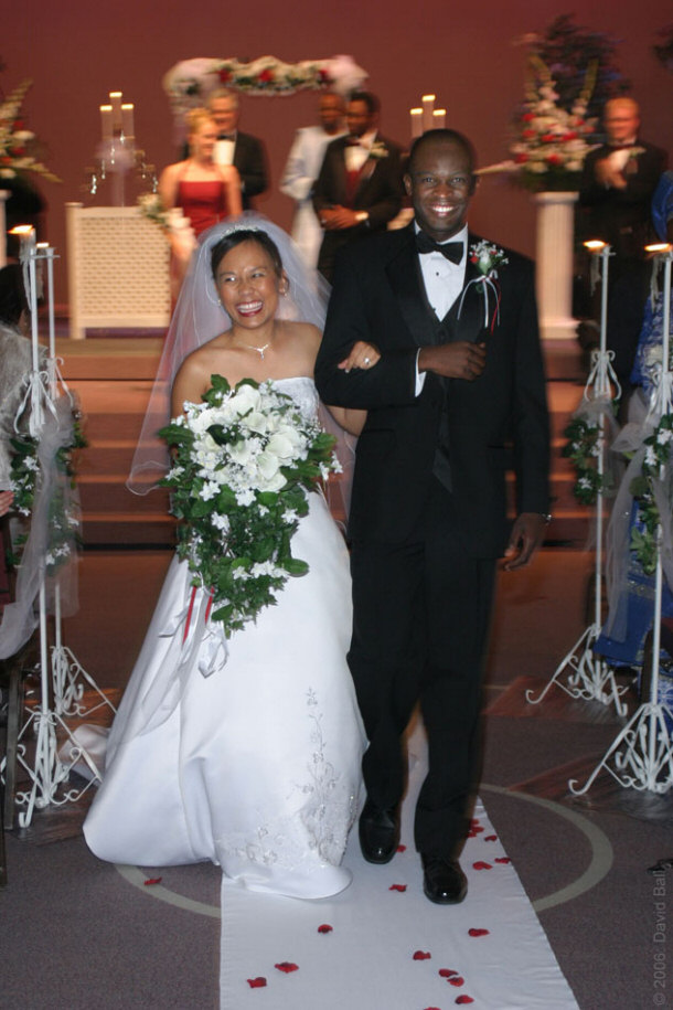 couple leaving altar