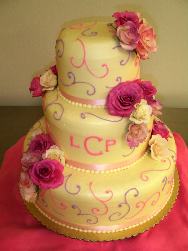 Colorful Three Tiered Wedding Cake
