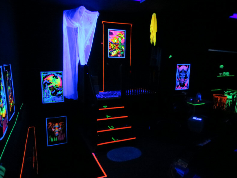 Halloween Decorations in Blacklight Gargage