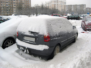 snow covered car