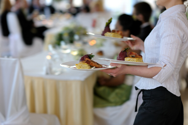 Waitress carrying food