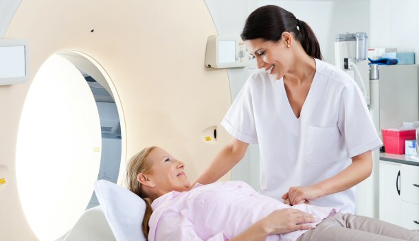 Kind Doctor reassuring radiation patient