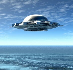 UFO flying over water