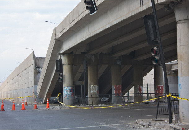 Collapsed Bridge in Vespucio Norte from 2010 Chile Earthquake