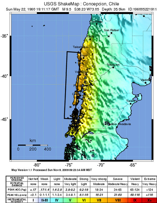 USGS earthquake magnitude map chile earthquake