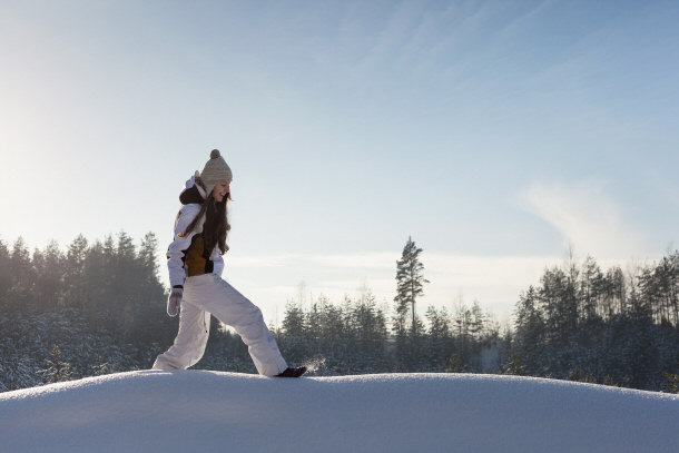 walking through snow