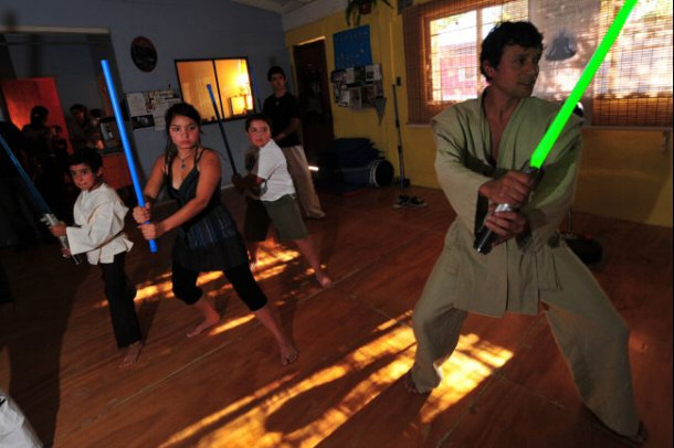 Members of the Jedi Religion Practicing Their Faith