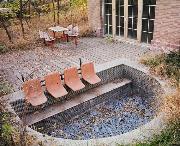 Close-up of Abandoned House and Small Swimming Pool