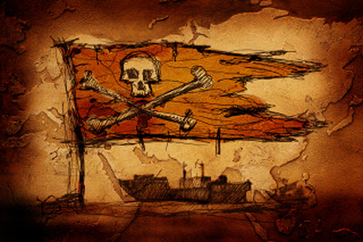 pirate flag ship on parchment