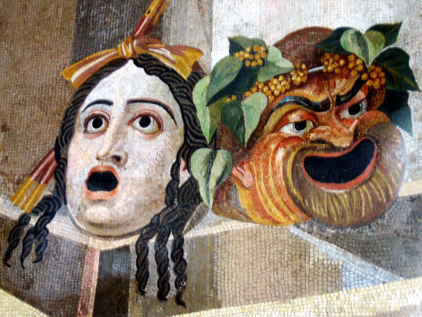 Theatrical Masks of Tragedy (left) and Comedy