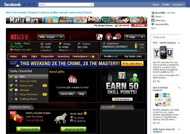 Mafia Wars Home Screen - Earn 50 Skill Points - 7-Eleven Zynga Partnership Screenshots and Store Photos by David Berkowitz, on Flickr Michigan woman, Cheryl Gray, began a relationship online with Wylie Iwan, who lived in Washington and they met while playing the game “Mafia Wars” on Facebook.