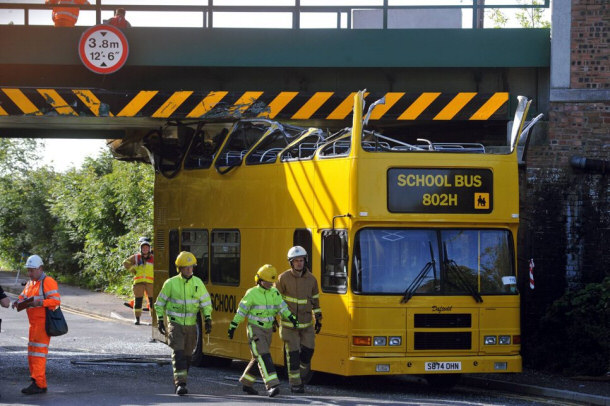 School Bus low clearance accident