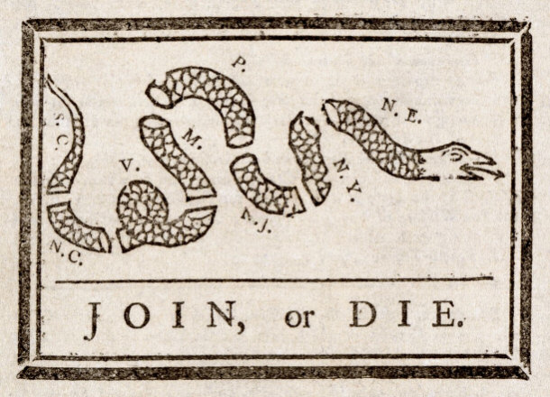 Join or Die franklin political cartoon