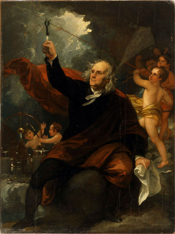 West's Painting of Franklin Drawing Electricity from the Sky - 1816