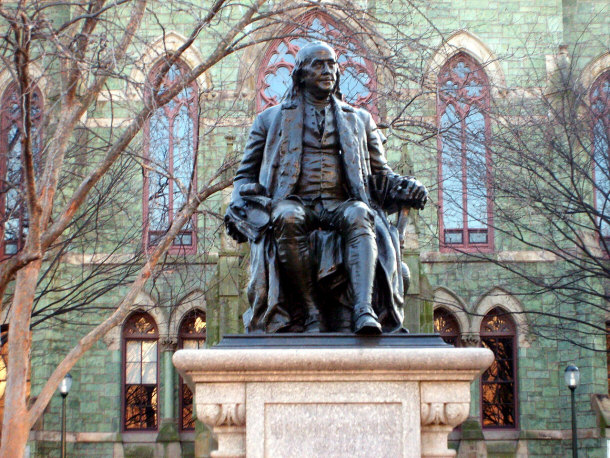 Sculpture of Benjamin Franklin at the University of Pennsylvania