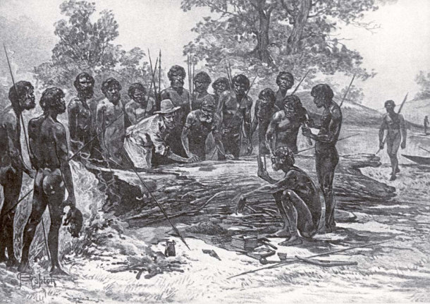 James Cook met the Aborigines of Australia