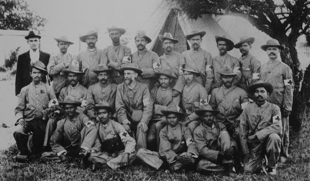 Gandhi with Stretcher-bearers of the Indian Ambulance Group During Boer War