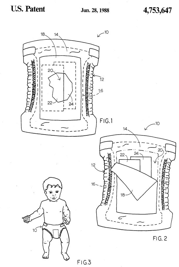 Disposable diaper patent by Jamie Lee Curtis.