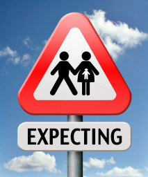 vector of pregnant couple on sign