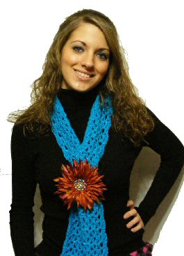 Girl wearing flower clip on scarf