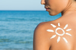 Woman wearing sunscreen