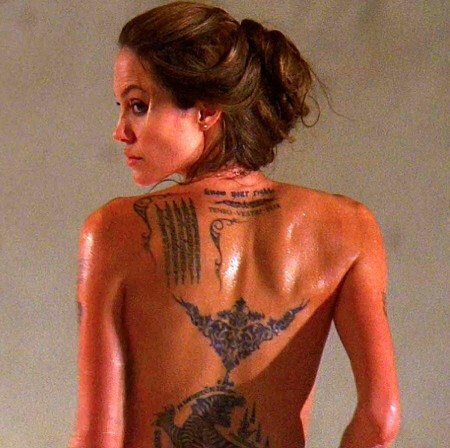 Angelina Jolie's Back Tattoos